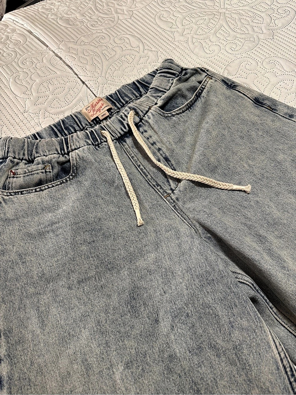 Marine Layer Women’s Ella Barrel Leg Pant Size Small Light Wash - Picture 7 of 13